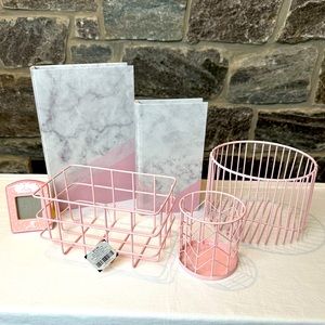 6-Piece Desk Decoration Set in Pink